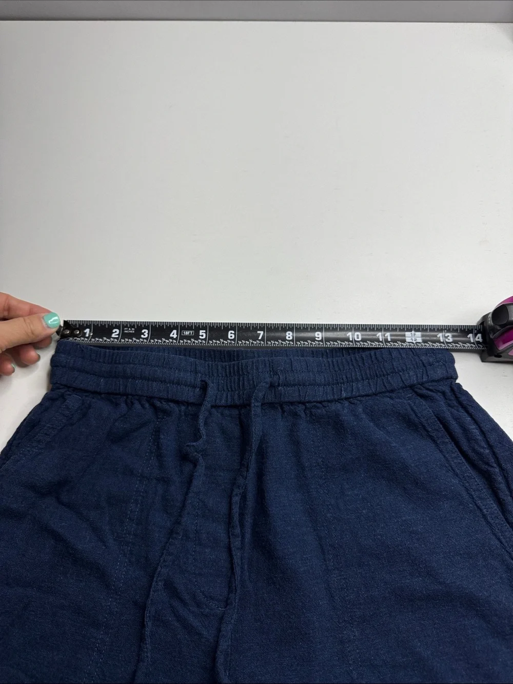 Banana Republic Straight High-Rise Linen Blend Pull-On Pants | Navy | XS